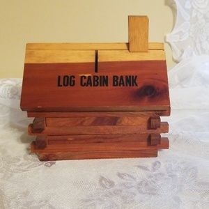 Vintage log cabin bank